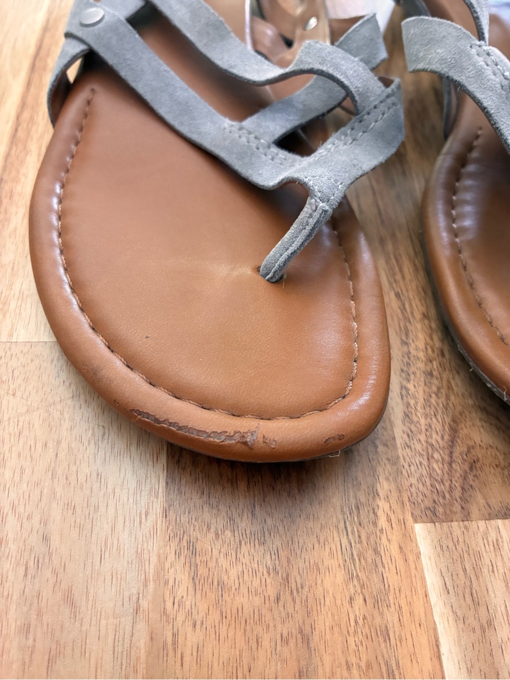 Franco Sarto Gretchen Strappy Sling Back Thong Sandals Gray Suede Women’s Sz 10 - Picture 11 of 14